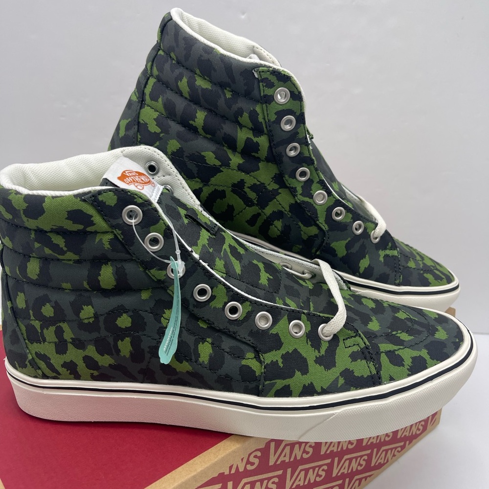 Vans WMNS COMFYCUSH Sk8-Hi Leopard Cactus/Skarab Sneakers Camo High-Tops - Picture 8 of 16